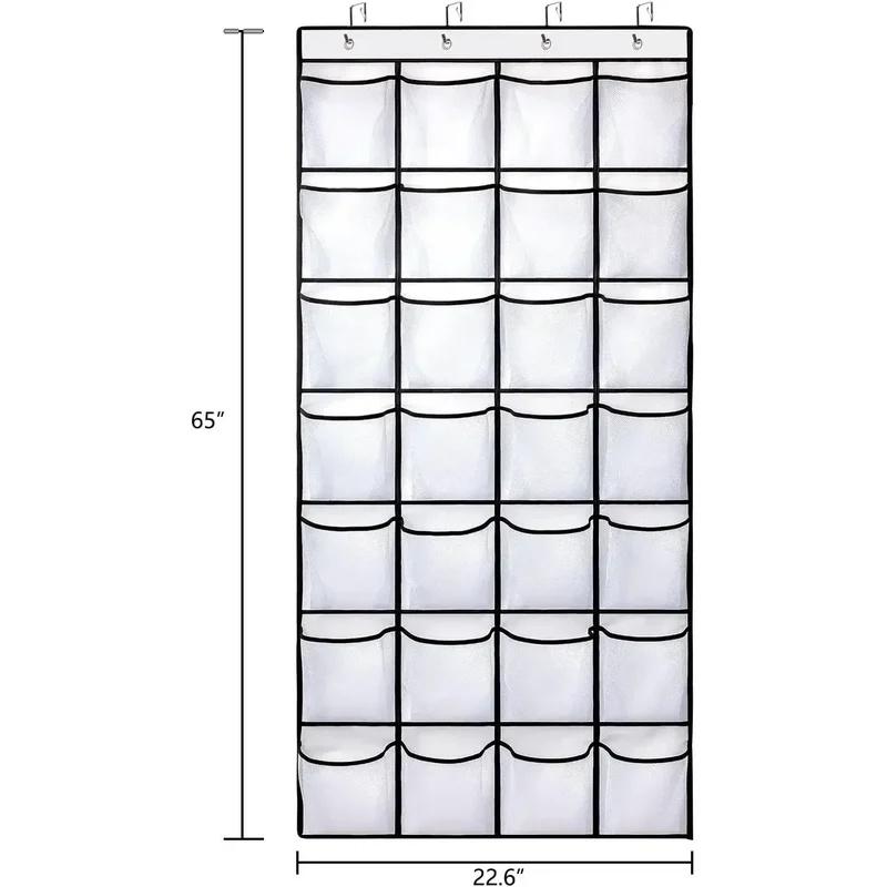 12/14/24 Pockets Over the Door Shoe Organizer Large Mesh Pockets With 4 Hooks Mesh Fabric Shoe Rack Storage Bag For Bedroom