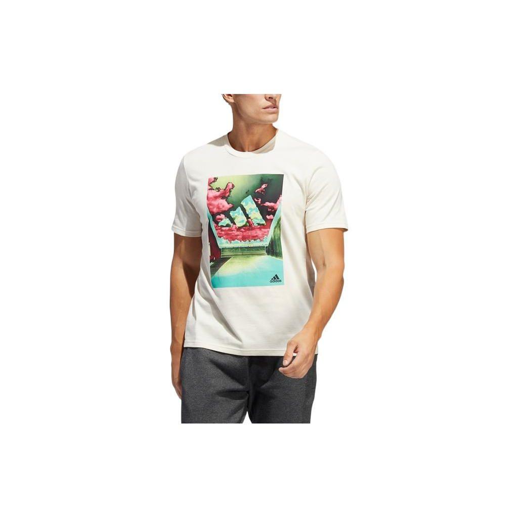 Adidas T Shirts Men's White Crew Neck Moderate Straight Fit HE2309