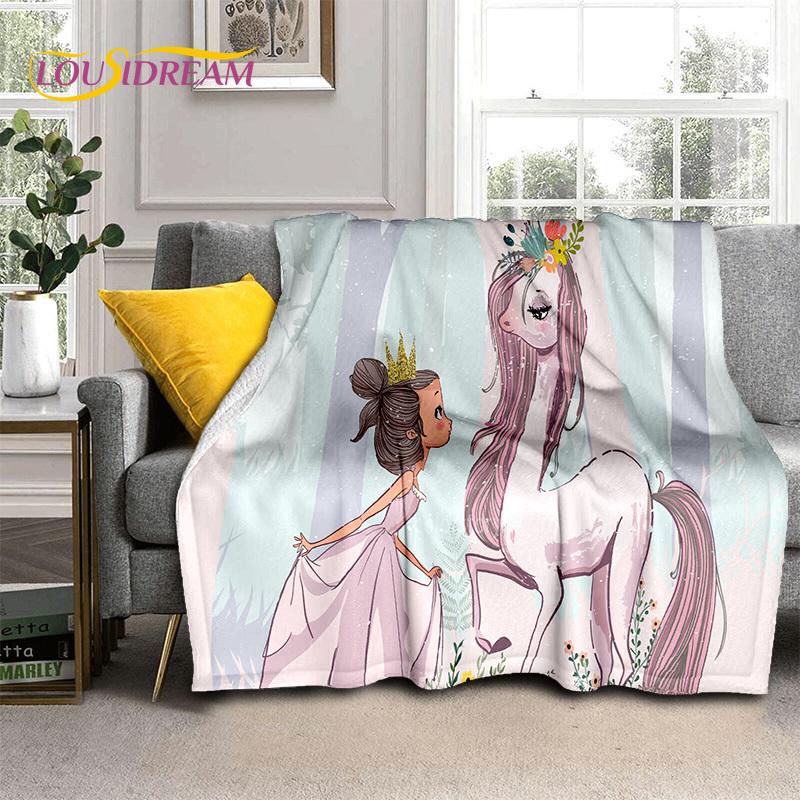 Snová baletka, balerína, víla, labuť, jednorožec, kreslená deka, měkká přehozová deka pro domov, ložnici, postel, pohovku, piknik, cestování, pro děti