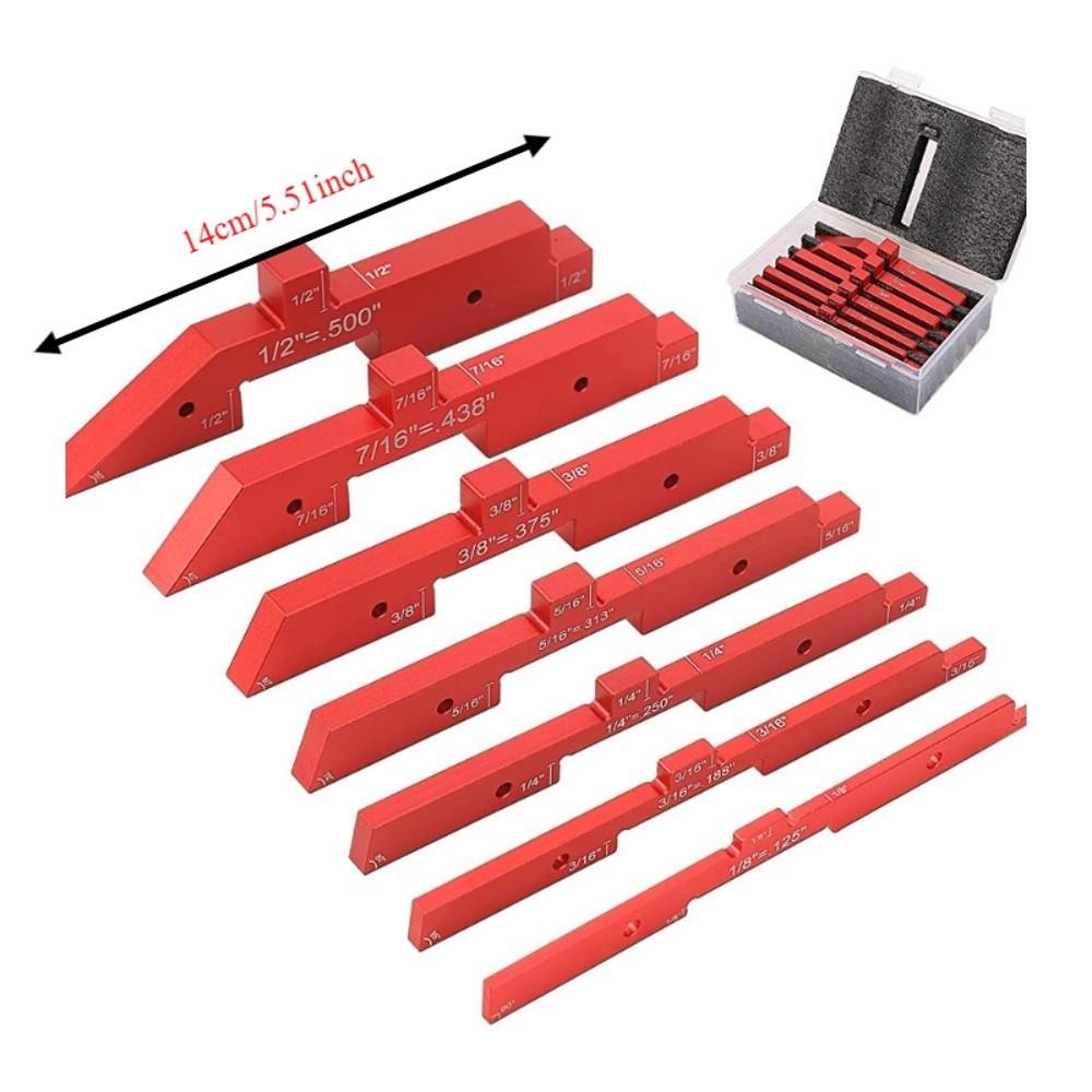 7pcs Different Thickness Setup Blocks Height Gauge Set Red Adjustable Height Gauge  Table Saw