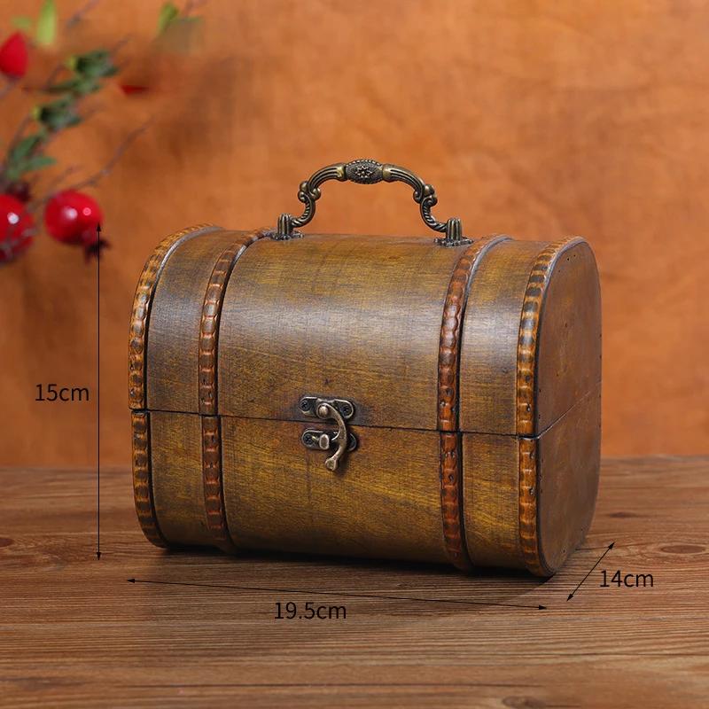 Retro Wooden Storage Box Vintage Style Treasure Certificate Jewelry Storage Suitcase Photography Props Widely Use Storage Chest