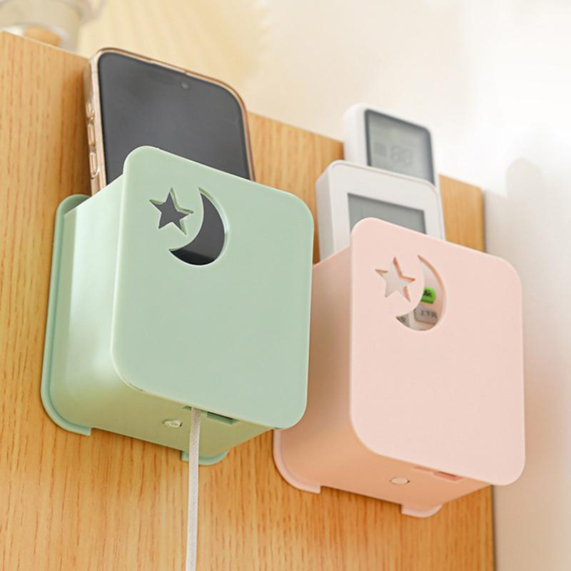 1Pcs Remote Control Storage Box, No Punching Remote Control Bracket, Wall Mounted Bracket, Charging Bedside Container Holder