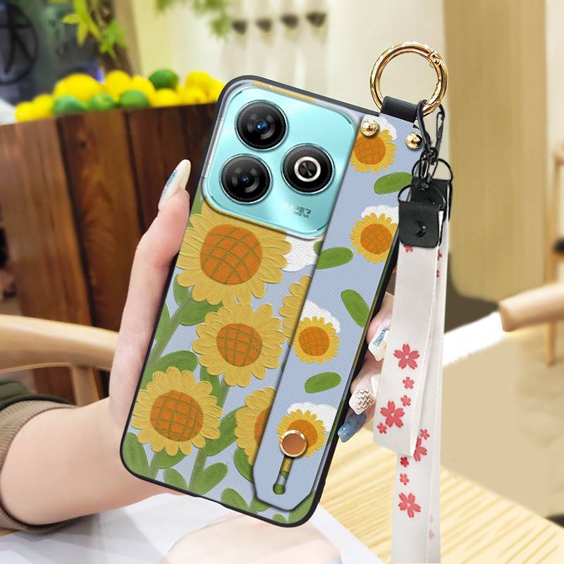 Protective Anti-knock Phone Case For ZTE Blade A75 4G/Z2359 Wristband Wrist Strap Back Cover Shockproof Ring Durable