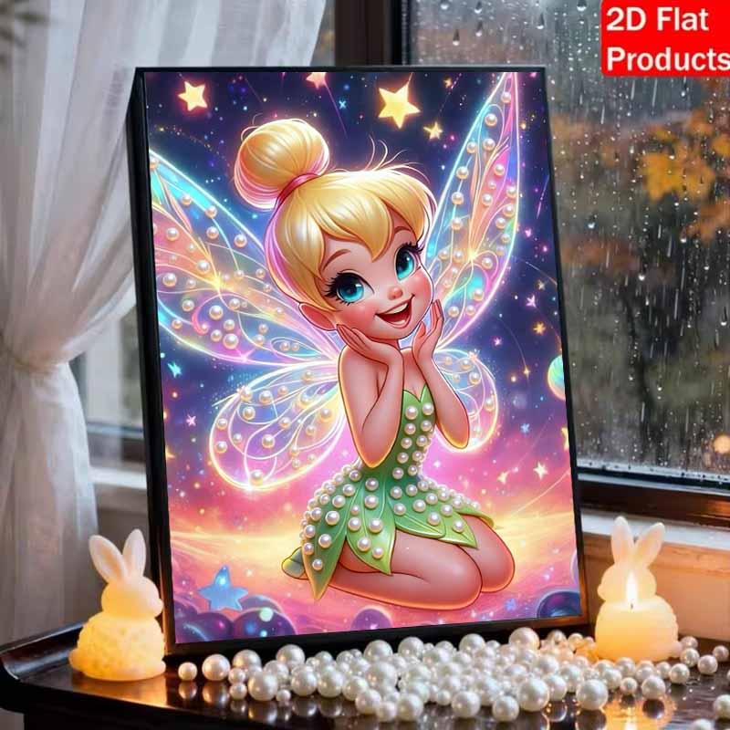 Disney Pearl Painting Set Tinker Bell with Pearls In The StarrySky Exquisite and Sparkling Artwork Perfect for Home Wall Decoration and Handmade Gifts