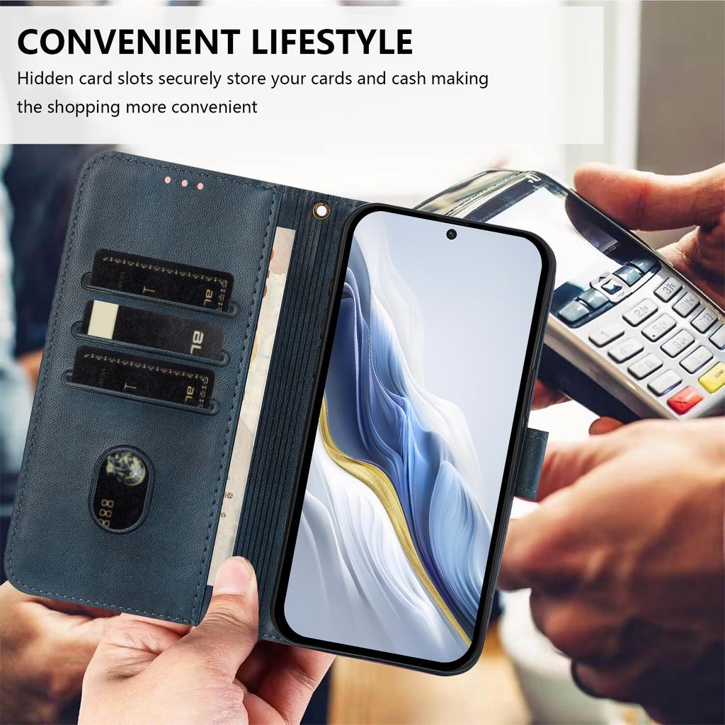 Luxuriöse Schlichte Linie Lederhülle Für Huawei Nova 13 Pro/Nova 11/Nova 12S/Nova 12i/Nova 13i Kartenfächer Magnetische Anziehung Ständer Stoßfestes Flip-Cover