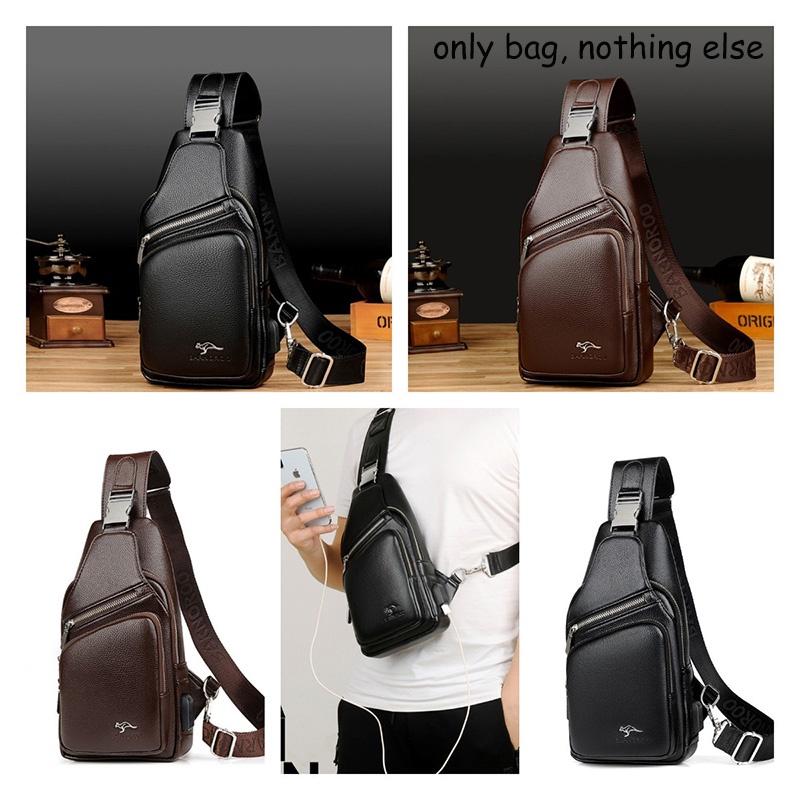 Barnoroo New Men's Casual Chest Bag Fashionable Crossbody Bag With Usb Port Trendy Men's Bag