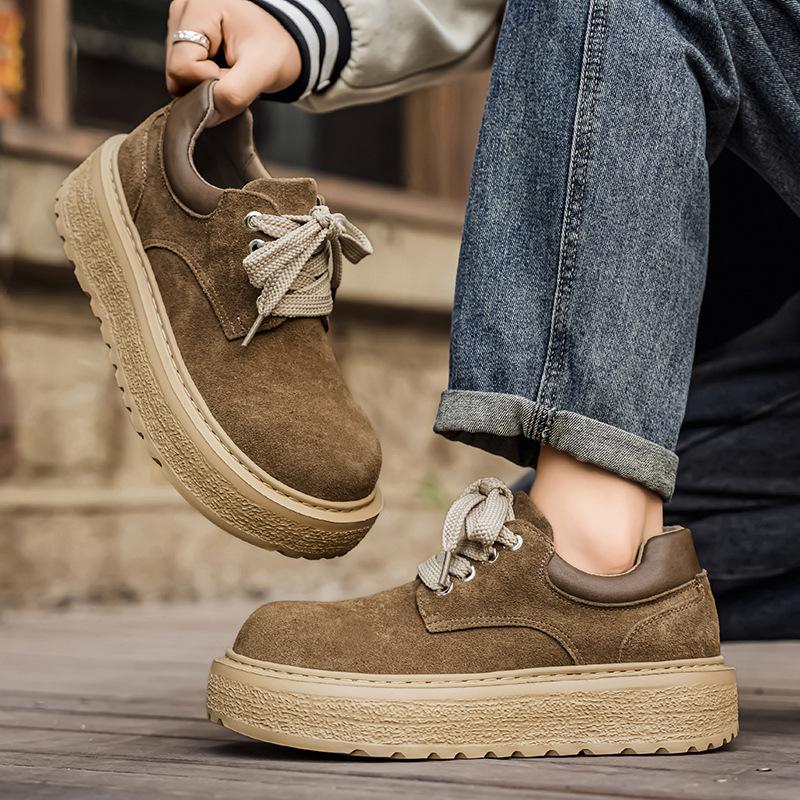 Scarpe casual retro stile britannico autunnali e invernali impermeabili e antiscivolo sportive con suola spessa rialzanti scarpe Derby