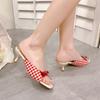 Fashion Design Shoes Retro Plaid Bow Sandals Kitten Heels French Style Peep Toe Shoes Mixed Color Sweet and Cute Women's Vocation Shoes