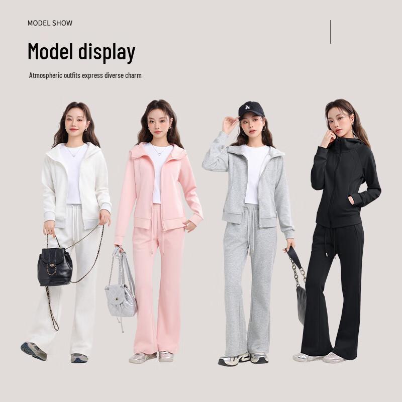 MJ STYLE Women's Hooded Sweatshirt & Flared Pants Set