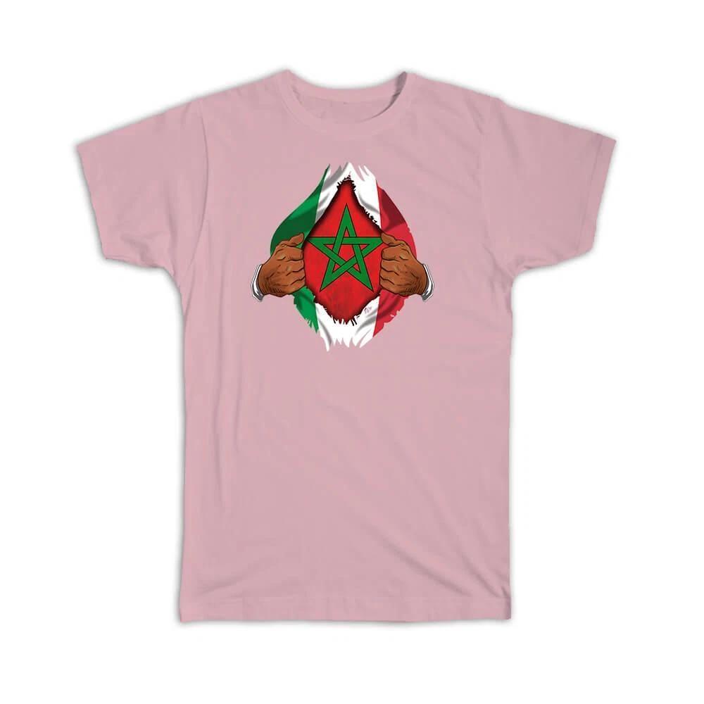 Gift T-Shirt : Morocco Italian Flag Chest Moroccan XL