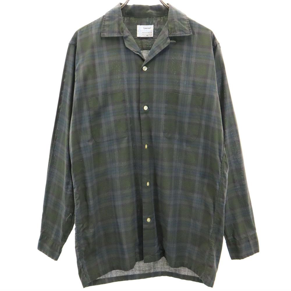 PENNEYS 60s Towncraft Vintage Open Collar Check Pattern Long Sleeve Open Collar Shirt Men's Used