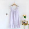 Ladies Summer Cotton Yarn Pure Cotton Thin Suspender Nightdress Loose Mid-length Sweet and Lovely Long Home Dress Sexy