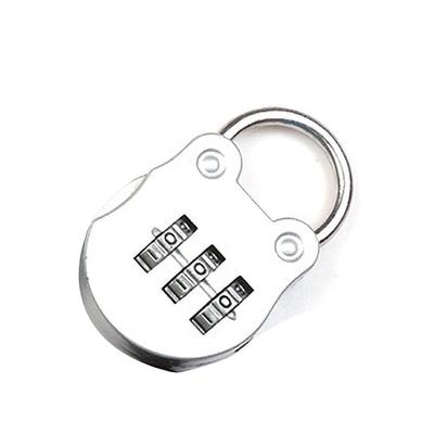 Digit Combination Disc Padlock Cartoon Mini Outdoor Resettable Padlock for Gym Locker LuggageSilver