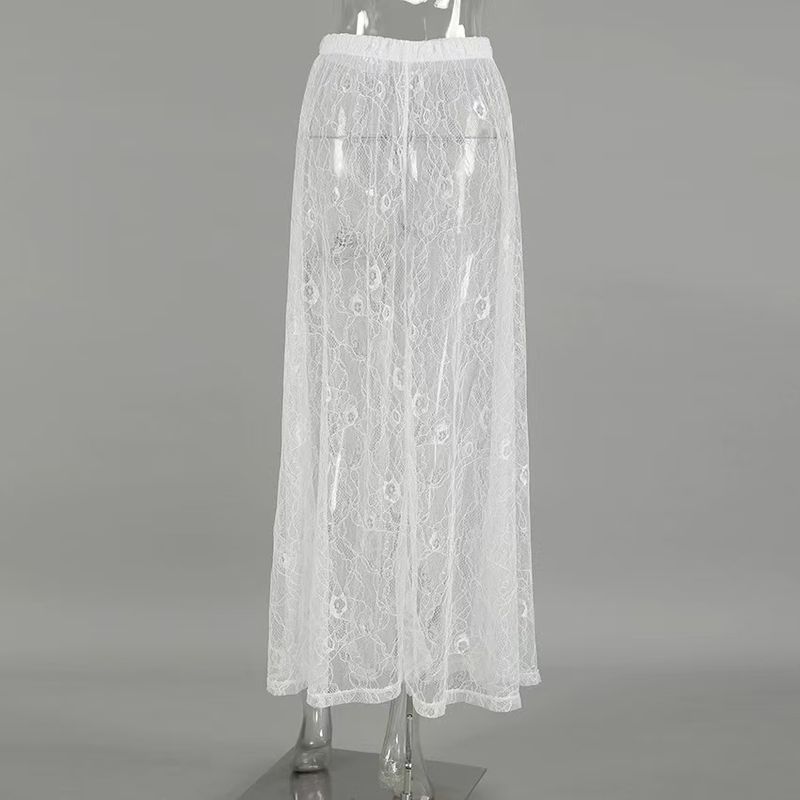 

Мода в западном стиле Сексуальная кружевная жаккардовая прозрачная юбка Сексуальная перспективная кружевная юбка White S