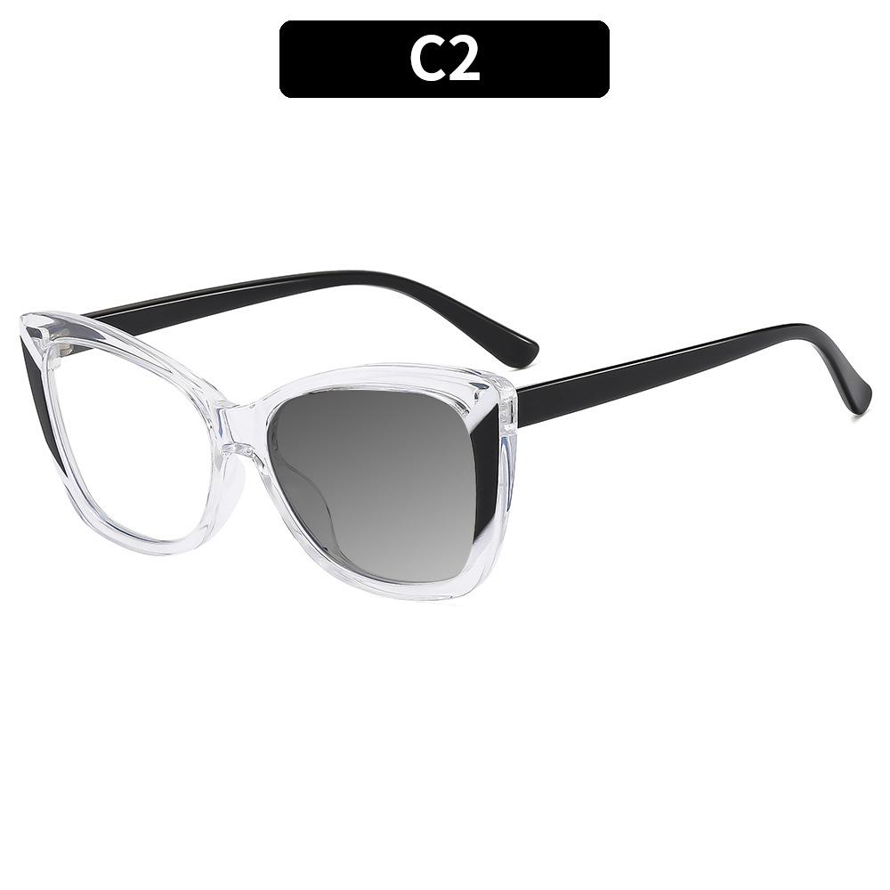 Neues Design Transparenter quadratischer Rahmen Photochromie Lesebrille Damen Blaulichtfilter Weitsicht Rezeptbrille 0~+600