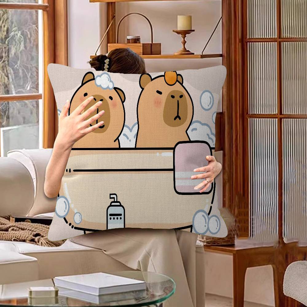 Cute Capybara Cushion Cover Pillow Cover Decor Pillowcase Printed Cushion Case For Couch