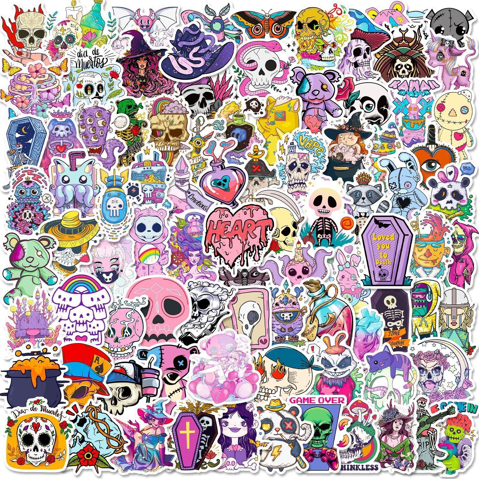100 Фиолетовых Готических Скелетов Машап Граффити Наклеек