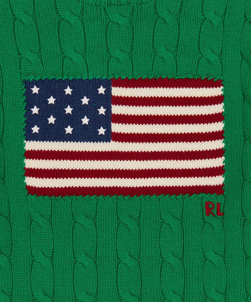 POLO RALPH LAUREN Iconic Cable Knit Flag Sweater - Green