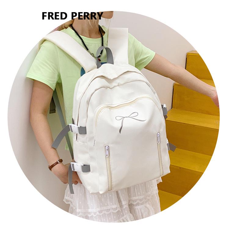 Japanese & Korean Style Cute School Backpack with Bow - Versatile for Middle & High School Students, Casual & Simple Solid Color Design