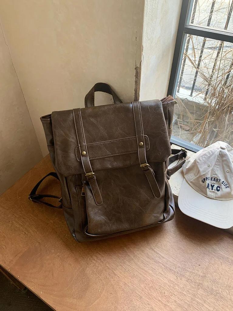 Vintage Women Backpack Female Rucksack PU Leather Shoulder Bag Large Capacity School Bag Preppy Style Student Backpack Mochila