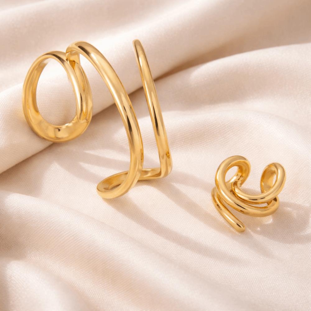 2Pcs/Set Elegant Hollow Snake Armlet Minimalist Geometric Ring Multi-layer Jewelry Set Parties