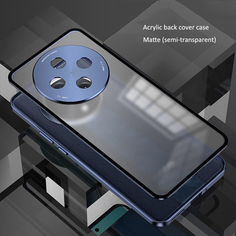 Elastic Snap Magnetic Metal Bumper Frame Case for Oppo A3 Pro / K12 Clear Frosted PC Lens Protector Back Cover