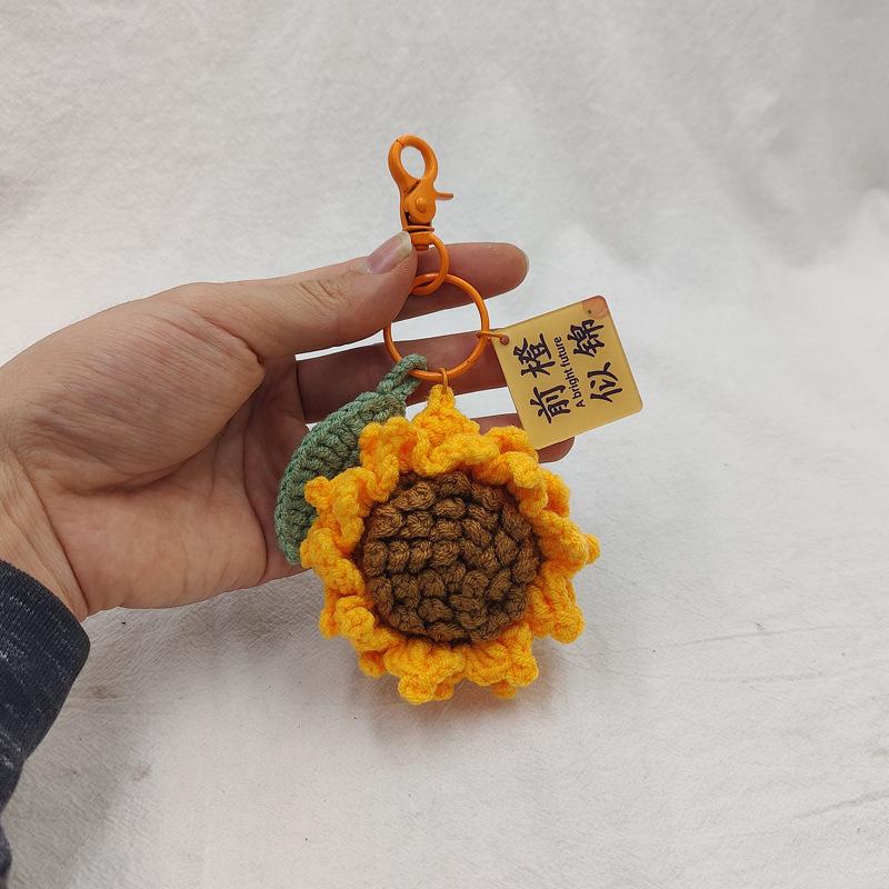 Bright Future Sunflower Crochet Bag Pendant Keychain Gift