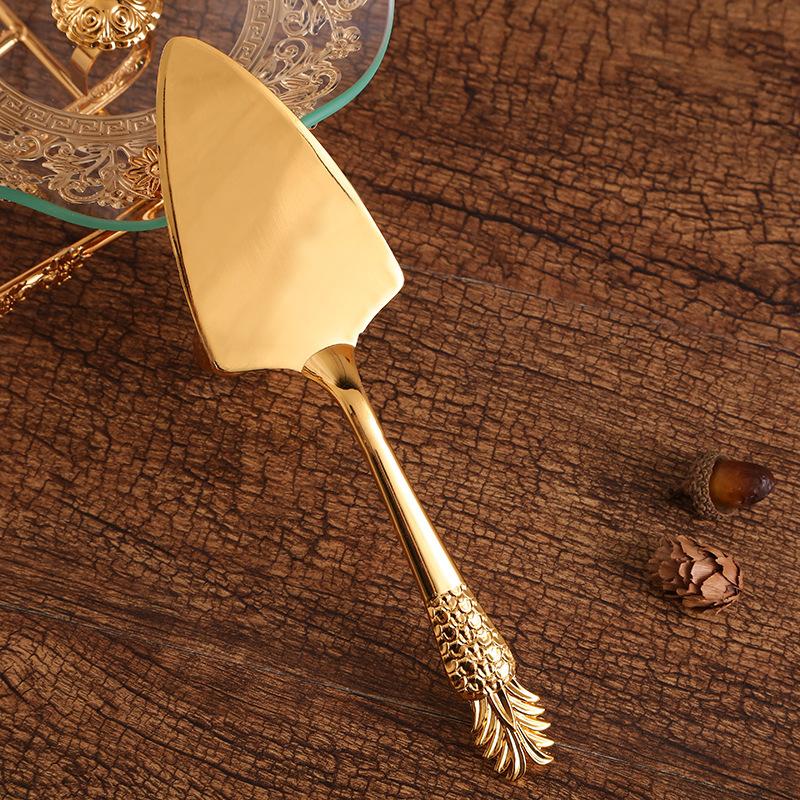 Western-Stil Vintage Gericht Hauptmahlzeit Kuchen Pizza Klinge Gold zweiteiliges Set Hotel Restaurant Goldenes Besteckset
