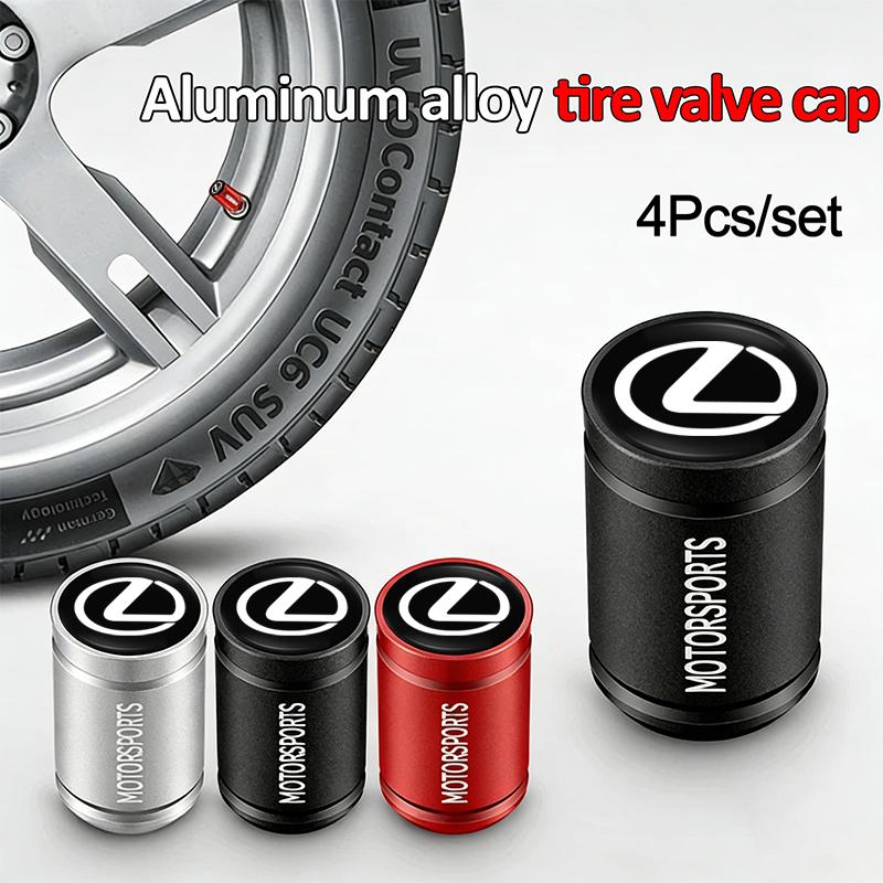 4 Stück Auto-Emblem Rad Reifenventilkappen Abdeckungen Autozubehör für Lexus UX250h GS350 RX350 Ct200h NX300h ES300h IS350 GS300 IS200