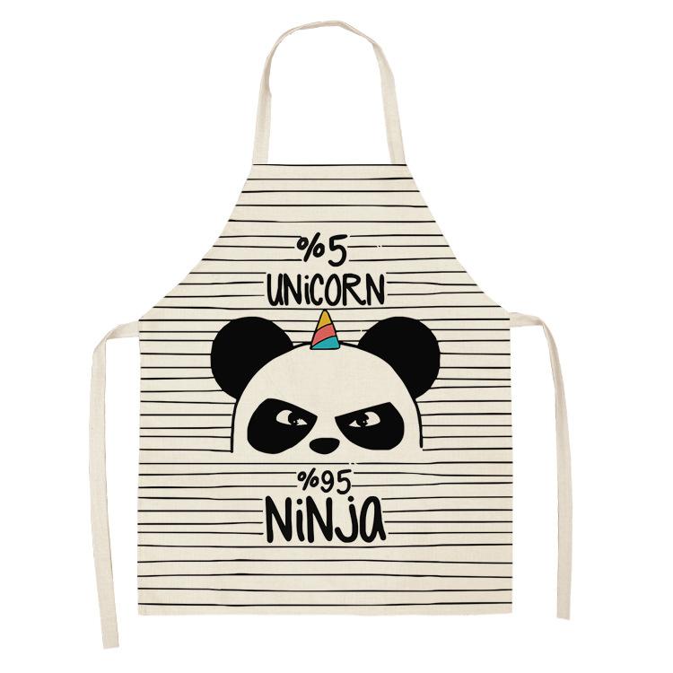 Cartoon Panda Multi-functional Linen Apron Dress Garden Children's Aprons for Woman Man Kids Pink Kitchen Baking Accessories