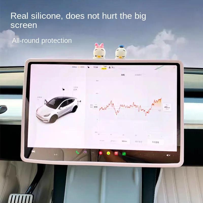 Per Tesla Model 3 Y 2020-2025 Silicone Cornice Schermo Protezione Bordi Display Copertura Protettiva Controllo Centrale Accessori Auto