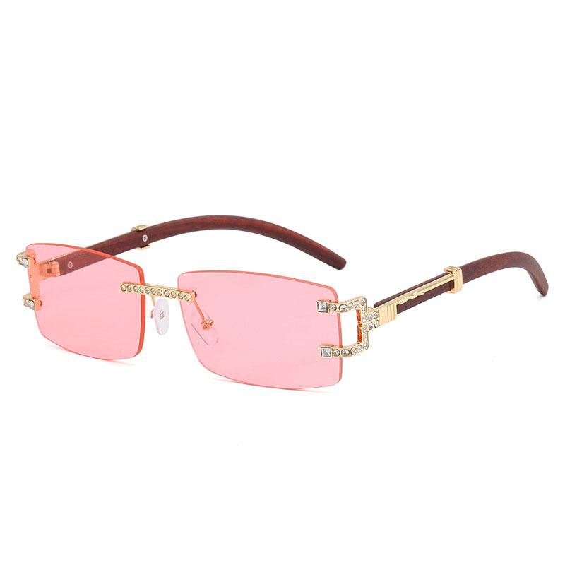 Y2K Vintage Luxury Designer Rimless Diamond Sunglasses Women Crystal Rhinestone Square UV400 Sun Glasses For Men