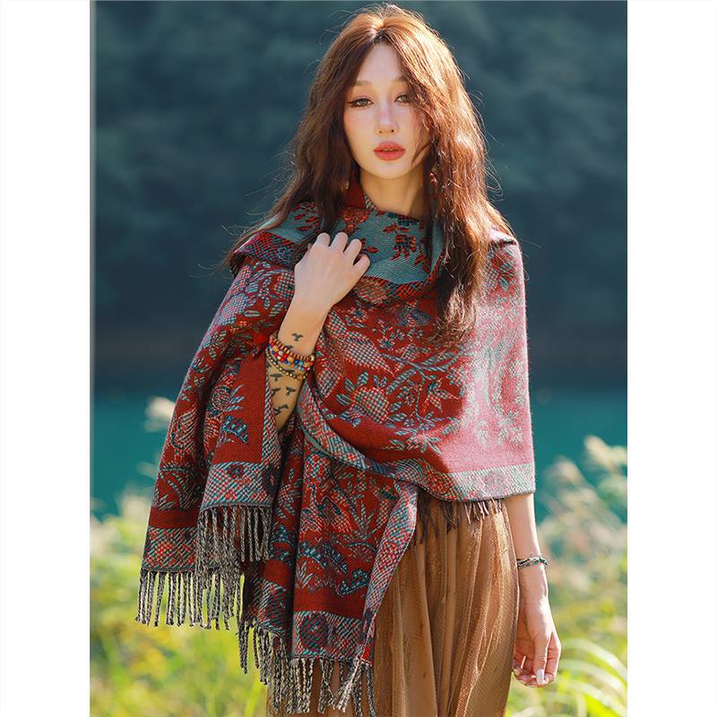 Skin Friendly And Breathable Warm And Versatile Home, Autumn And Winter Women'S Travel Shawl, Thick Cloak, Air Conditioning Blanket