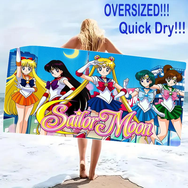 Magic Sailor Girl Print Beach Towel, Large Soft Quick Dry Towel for Beach Camping Swimming