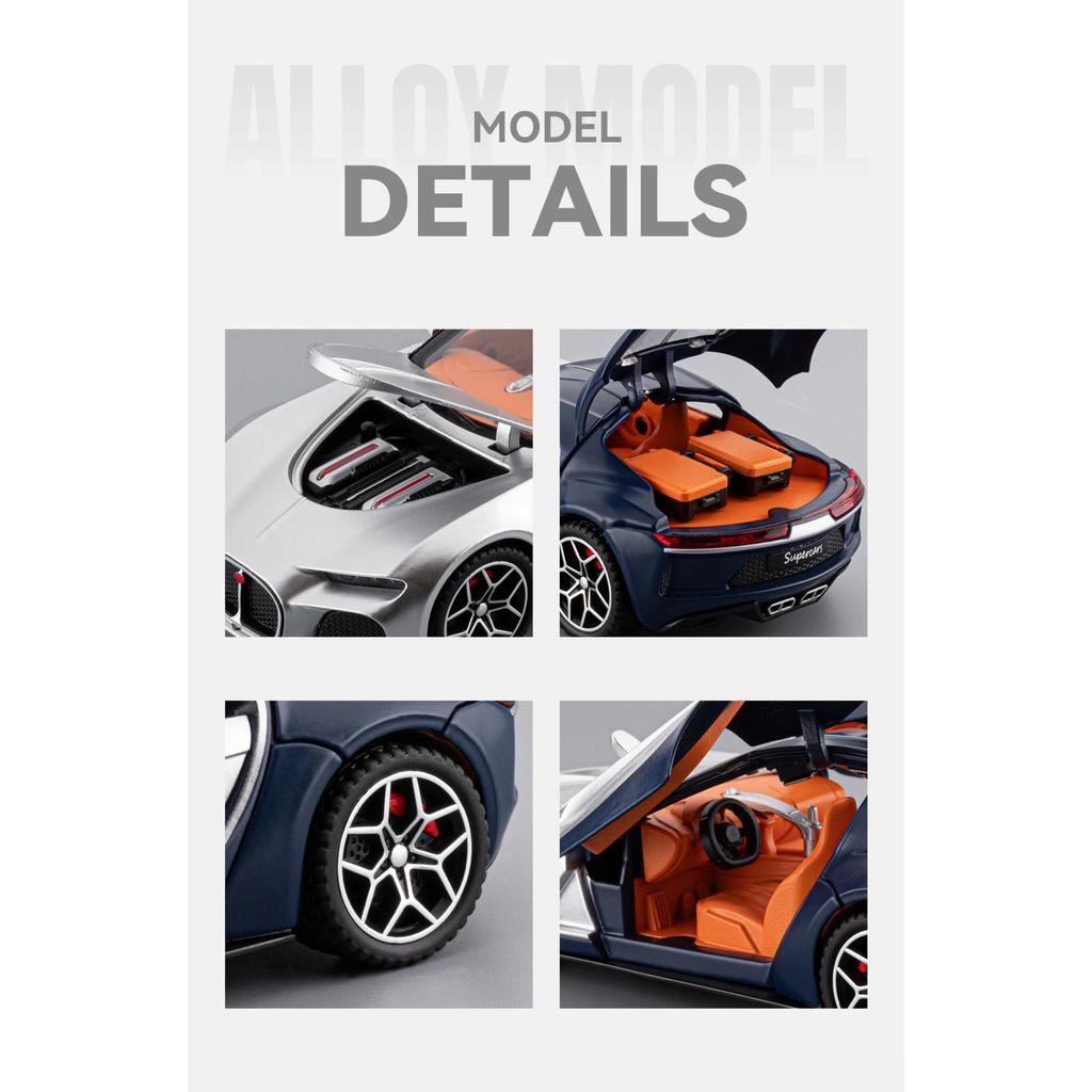 1/32 Bugatti Atlantic Alloy Sports Car Model Diecast Metal Racing Vehicles Car Model Sound and Light Simulation Collection Kids Toy Gift