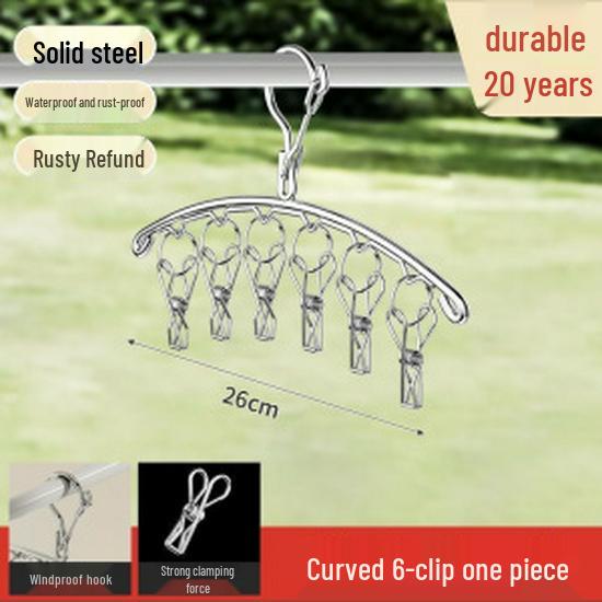 Windproof Stainless Steel Clothes Hanger with Clips - Multifunctional Drying Rack for Socks & Underwear