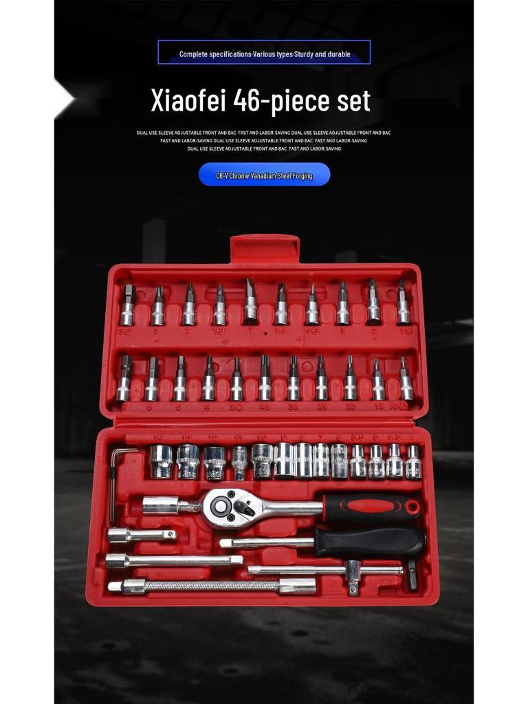 46-Piece Ratchet Wrench & Socket Set: Complete Auto Repair Tool Kit
