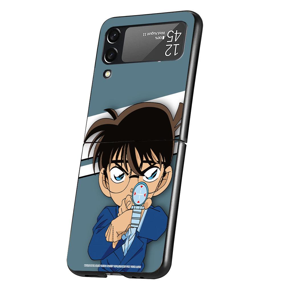Anime Conan Cover Phone Case For Samsung Galaxy Z Flip 7 6 5 4 3 5G Flip7 Flip6 Flip5 Flip4 Flip3 Black Fundas Shell Galaxy Z Fl