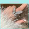 Fashion Butterfly Zircon Open Ring For Women Elegant Stylish Jewelry Gift