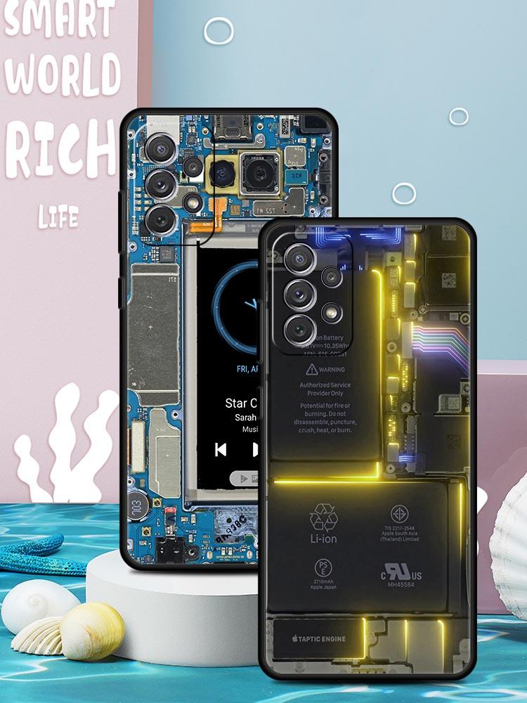 Main Circuit Board Pattern Phone Case for Samsung Galaxy A55 A35 A17 A07 A15 A13 A25 A51 A71 A72 A73 A32 A52 A52S A41 Soft TPU