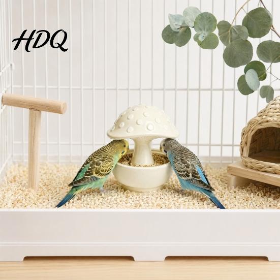 Sugar Glider Feeder Mushroom Bird Feeding Bowl No Mess Pet Cage Feeder Covered Bowl with Cover Food or Water for Small Animals Budgie Cockatiel