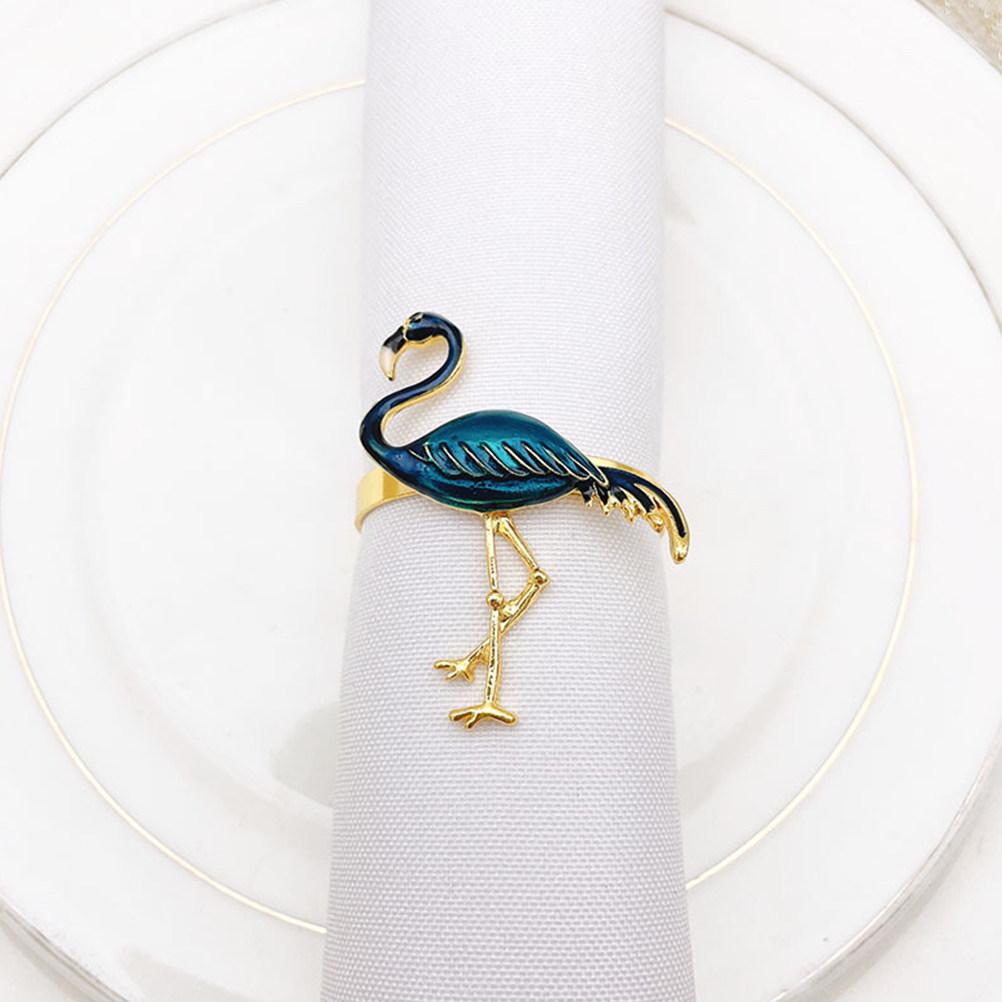 2Pcs Flamingos Napkin Rings Reusable Elegant Table Setting Accessories for Christmas Easter Valentine's Day Napkin Decor Buckle