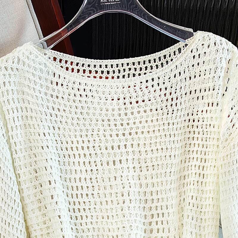 Women's Elegant Loose Fit Hollow-Out Knit Top