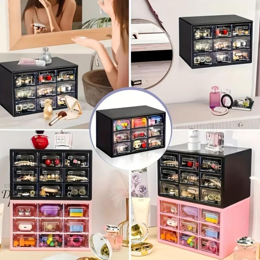 PVC Storage Box 9 Grids Drawer Organizer Box Desktop Drawer Organizer For Jewelry Cosmetics