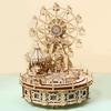 3D Wooden Puzzle Dream Amusement Park Led Rotatable Ferris Wheel Music Octave Box DIY Assembly Model Kit Toy Gift for Kids Adult
