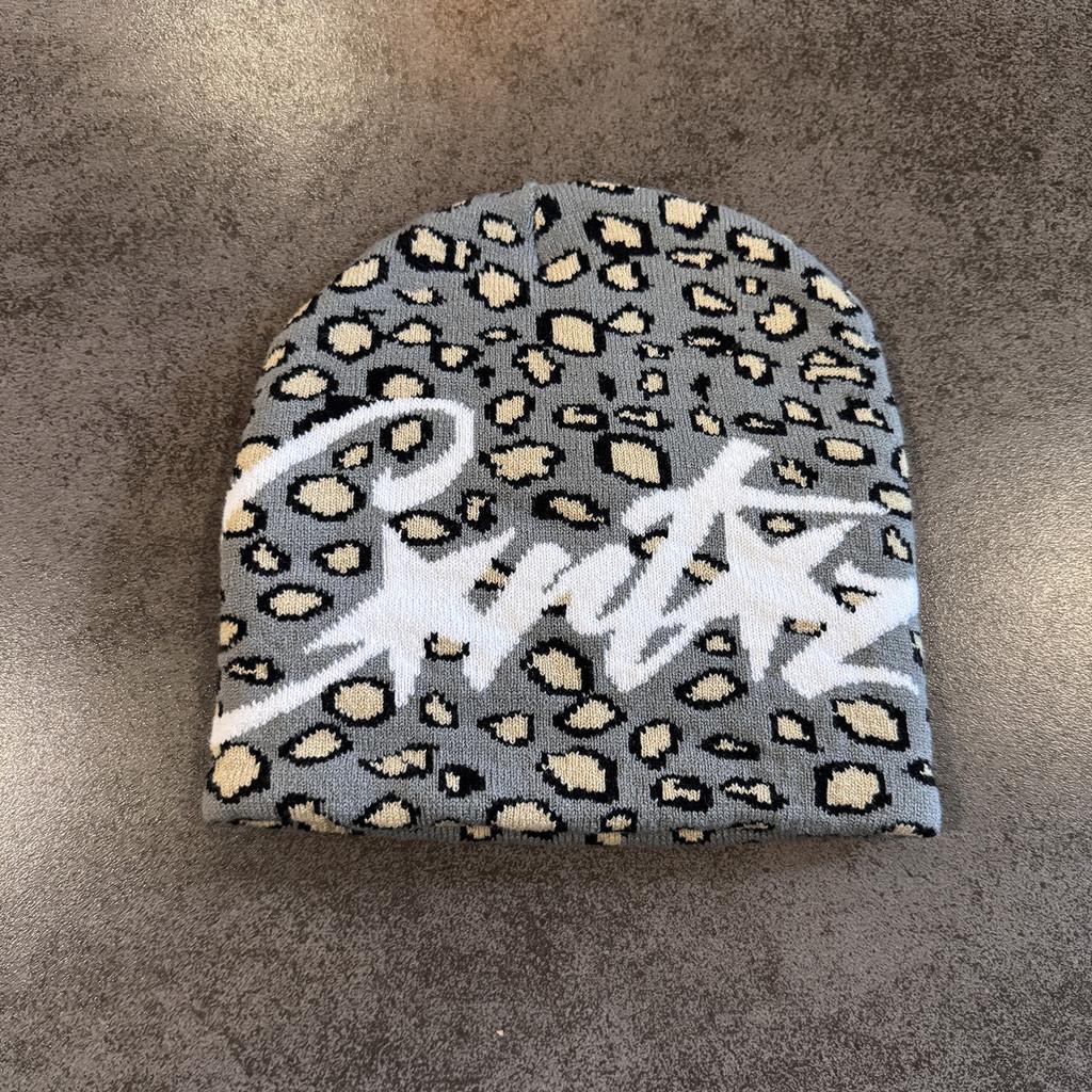 Leopard Letter Print Knitted Hat With Warmth For Winter Streetwear Fans
