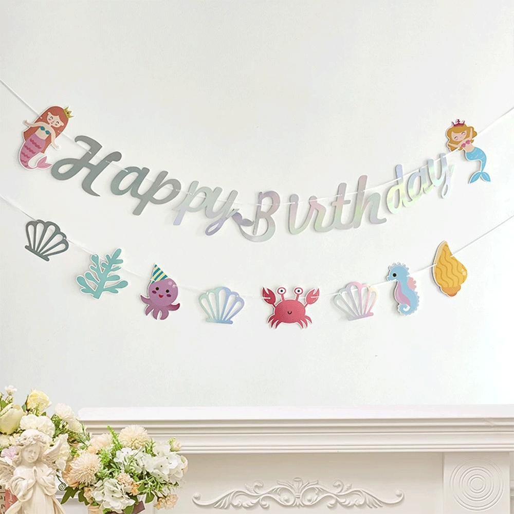 Holographic Mermaid Party Decorations Iridescent Under The Sea Girls Birthday Shell Tableware Plates Cups Tablecloth Baby Shower