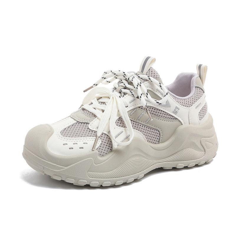 Super fire platform dad shoes women's spring and summer 2025 new breathable mesh small height increase casual sports shoes