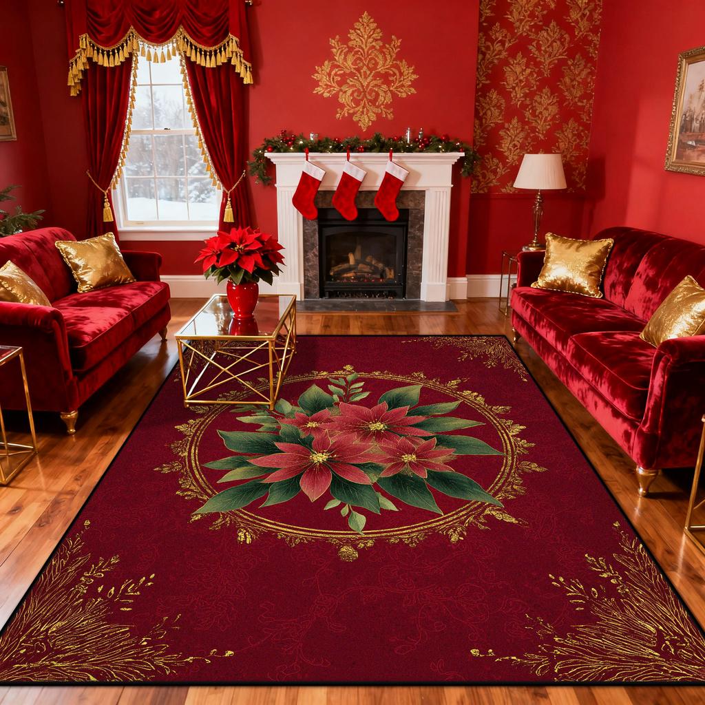 Gorgeous Red Carpet Living Room Large Area Decoration Sofa Area Rugs for Bedroom Cloakroom Non-slip Floor Mats Christmas Gift