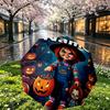Custom Name Personalized Bride of Chucky Print Umbrella, Auto Open Close, 8‑Rib Sturdy Frame, Commute Camping Hiking Use, Birthday Gift